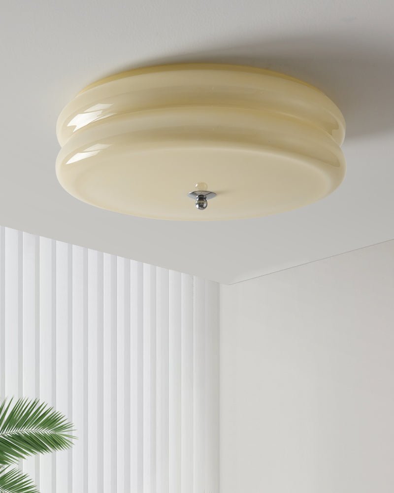 Art Deco Vintage Ceiling Lamp 12.6 in White Glass Indoor Lighting Gold Chrome Finish | Thomler