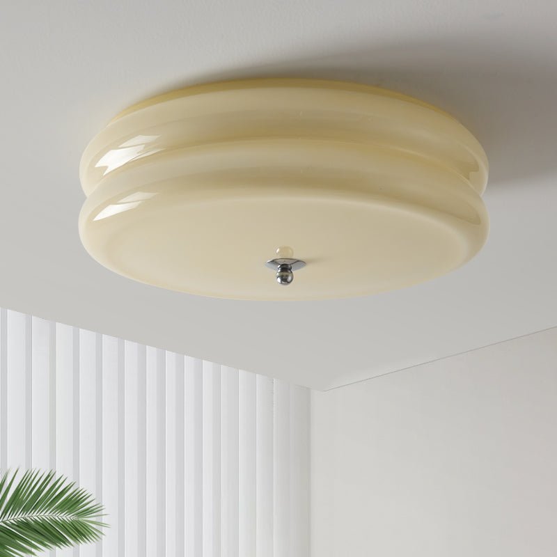 Art Deco Vintage Ceiling Lamp 12.6 in White Glass Indoor Lighting Gold Chrome Finish | Thomler