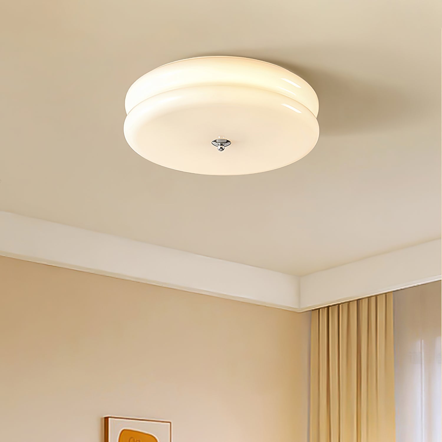 Art Deco Vintage Ceiling Lamp 12.6 in White Glass Indoor Lighting Gold Chrome Finish | Thomler