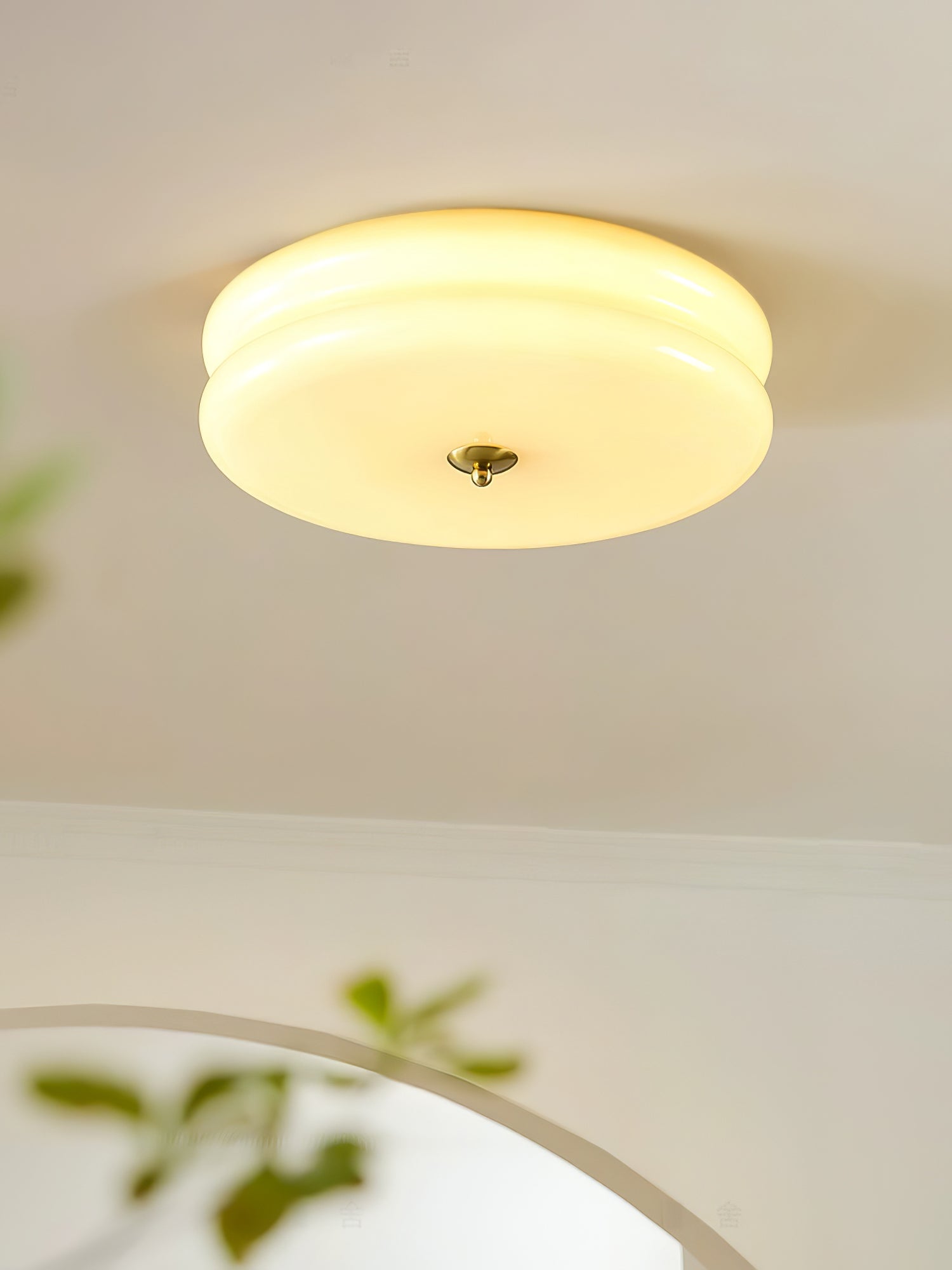 Art Deco Vintage Ceiling Lamp 12.6 in White Glass Indoor Lighting Gold Chrome Finish | Thomler