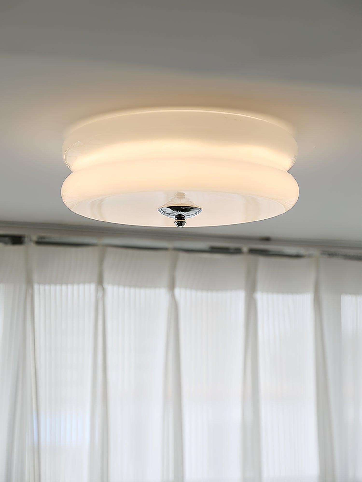 Art Deco Vintage Ceiling Lamp 12.6 in White Glass Indoor Lighting Gold Chrome Finish | Thomler