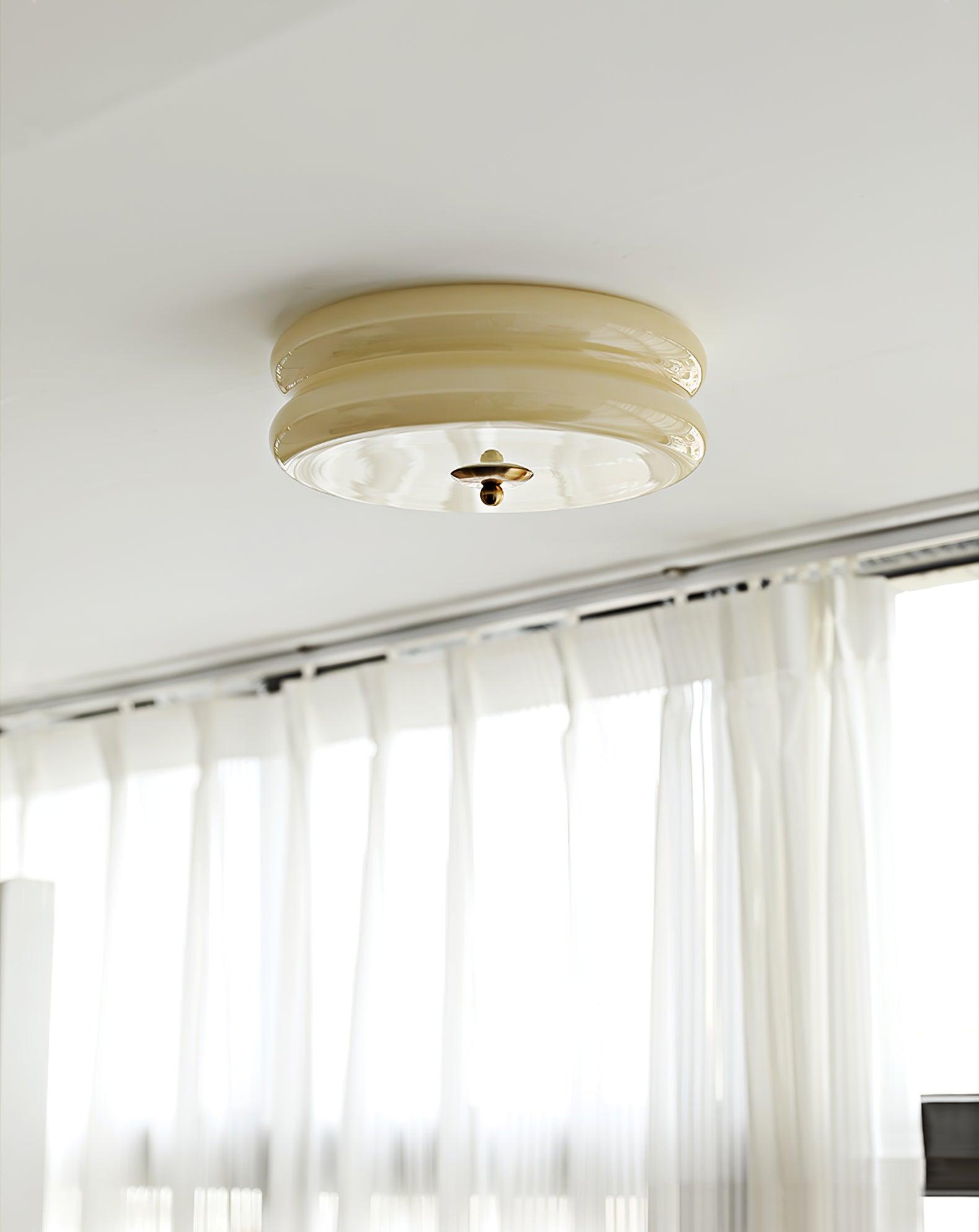 Art Deco Vintage Ceiling Lamp 12.6 in White Glass Indoor Lighting Gold Chrome Finish | Thomler