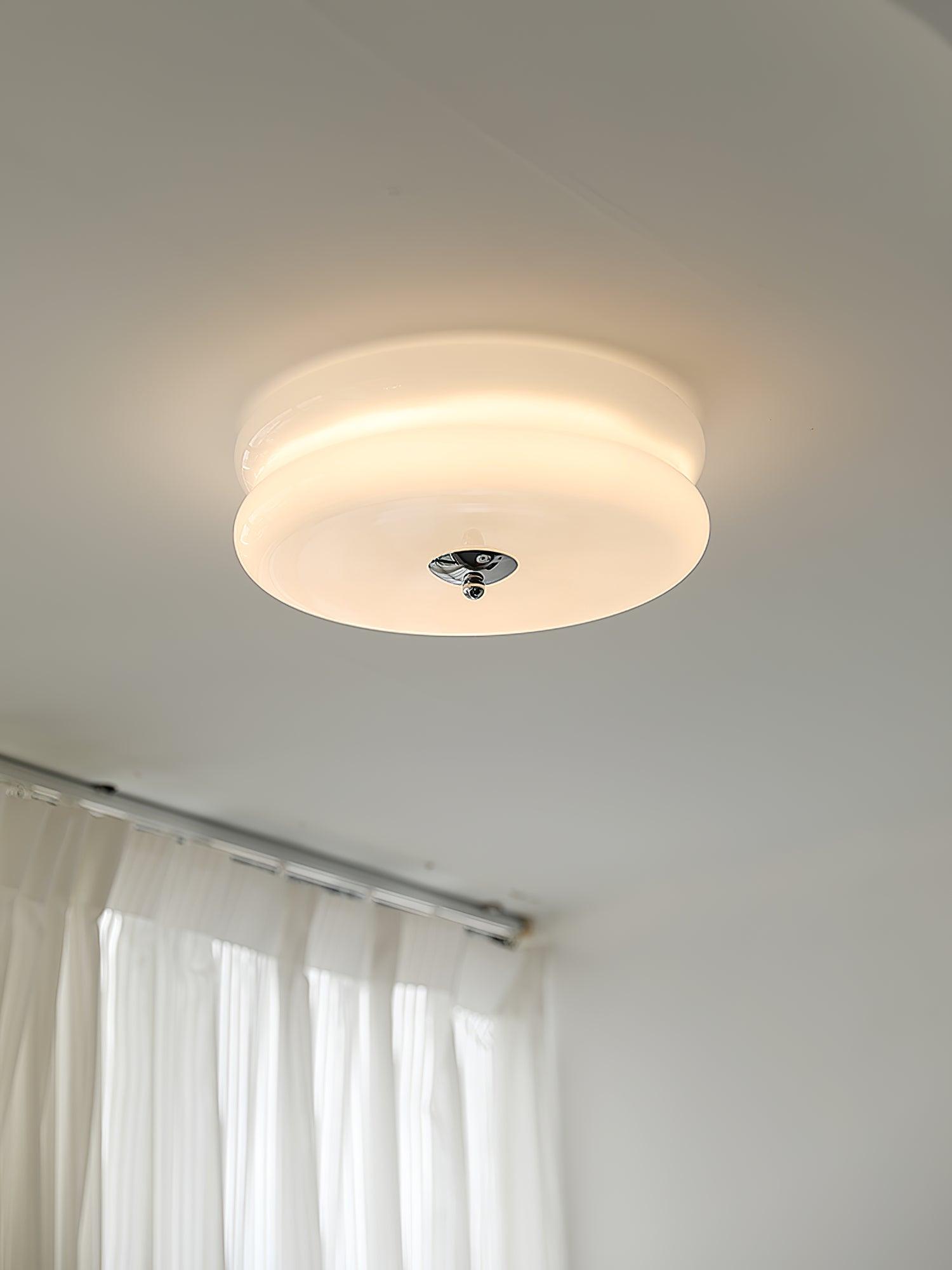 Art Deco Vintage Ceiling Lamp 12.6 in White Glass Indoor Lighting Gold Chrome Finish | Thomler