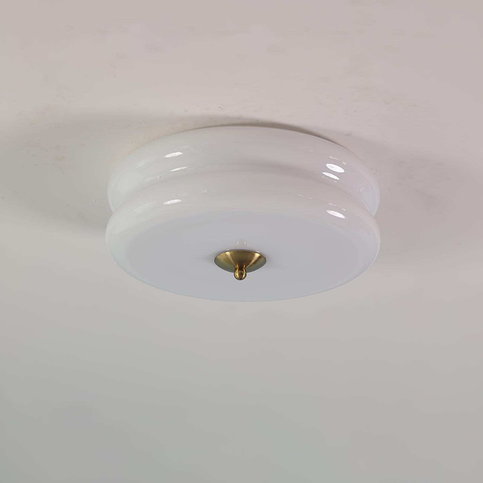 Art Deco Vintage Ceiling Lamp 12.6 in White Glass Indoor Lighting Gold Chrome Finish | Thomler
