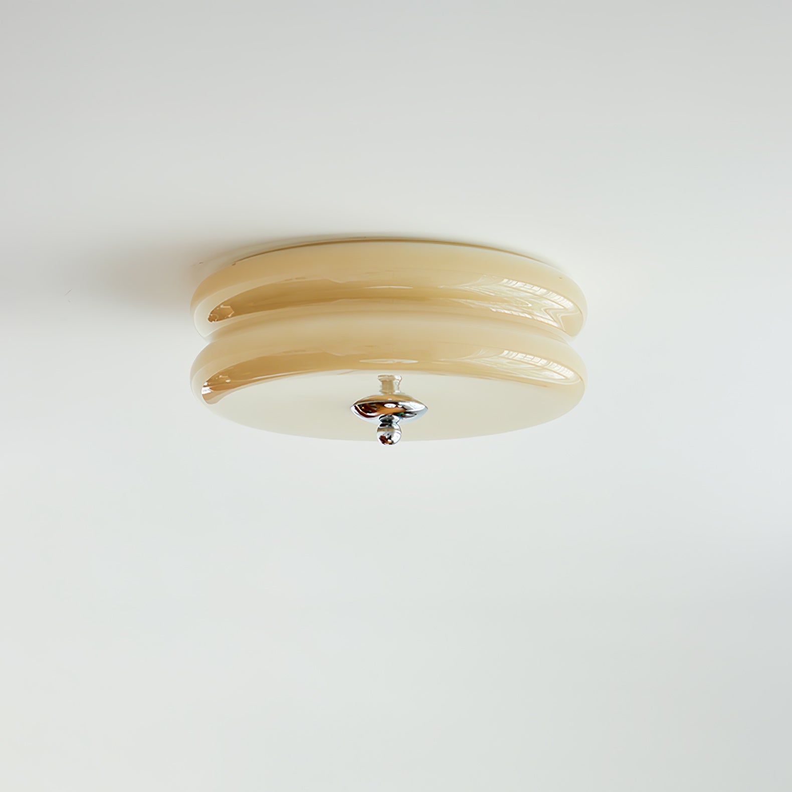 Art Deco Vintage Ceiling Lamp 12.6 in White Glass Indoor Lighting Gold Chrome Finish | Thomler
