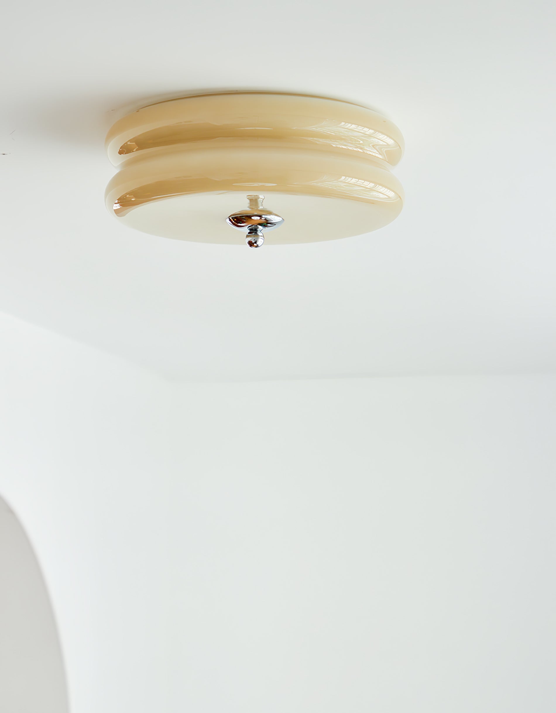 Art Deco Vintage Ceiling Lamp 12.6 in White Glass Indoor Lighting Gold Chrome Finish | Thomler