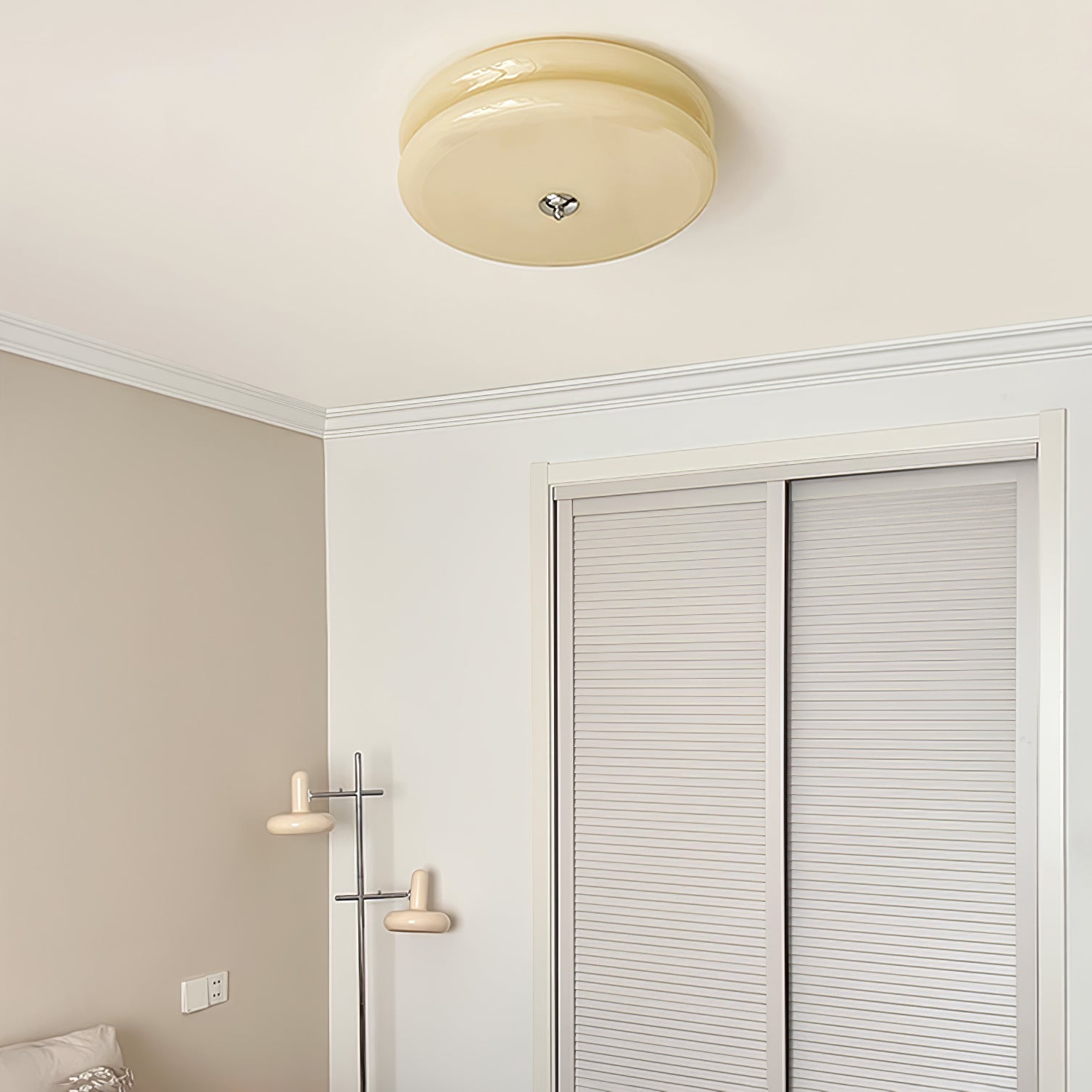 Art Deco Vintage Ceiling Lamp 12.6 in White Glass Indoor Lighting Gold Chrome Finish | Thomler