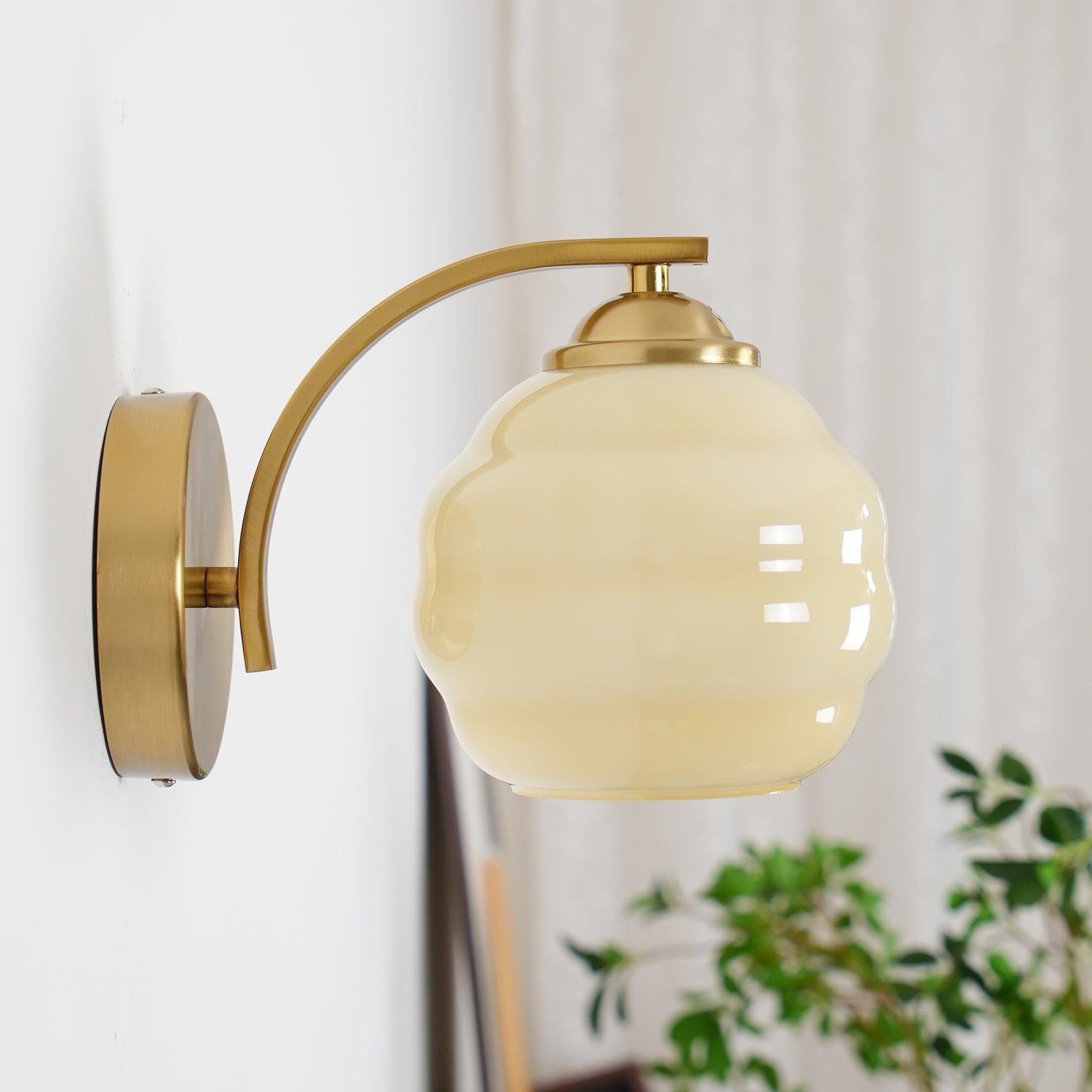 Metal Wall Sconce 5.9 in White Glass Indoor Lighting Vintage Bedroom Living Room Decor | Thomler