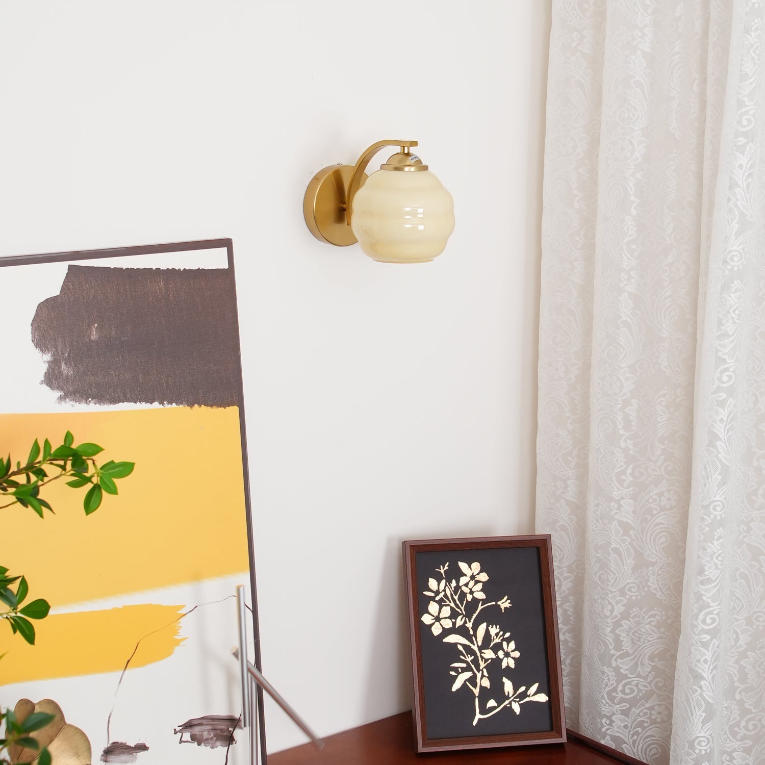 Metal Wall Sconce 5.9 in White Glass Indoor Lighting Vintage Bedroom Living Room Decor | Thomler