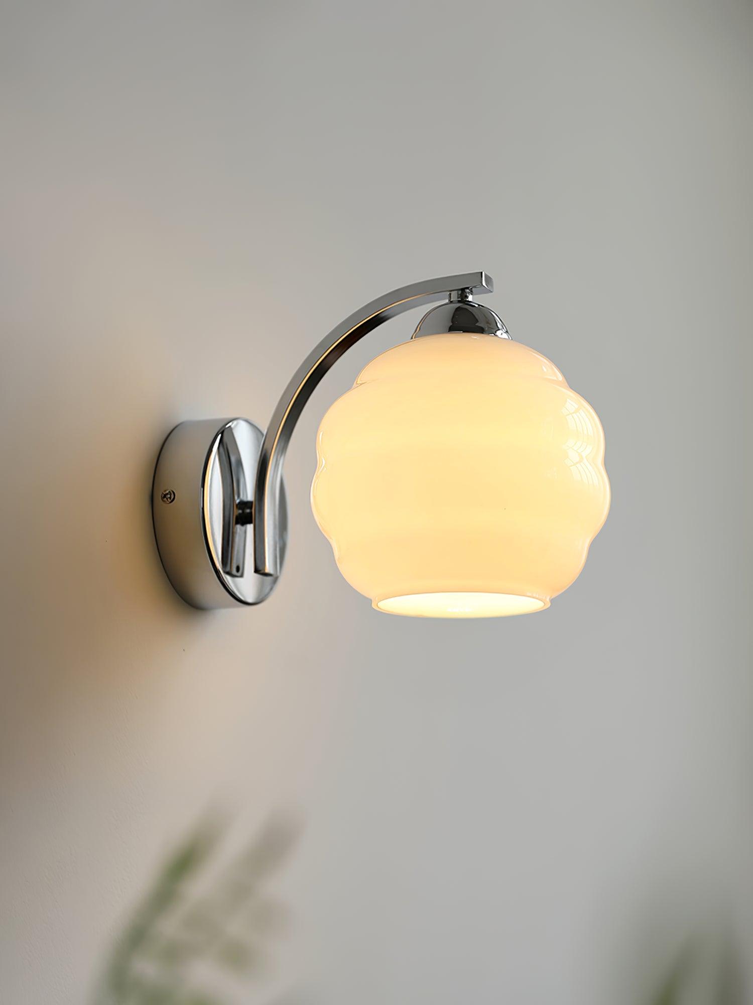 Metal Wall Sconce 5.9 in White Glass Indoor Lighting Vintage Bedroom Living Room Decor | Thomler