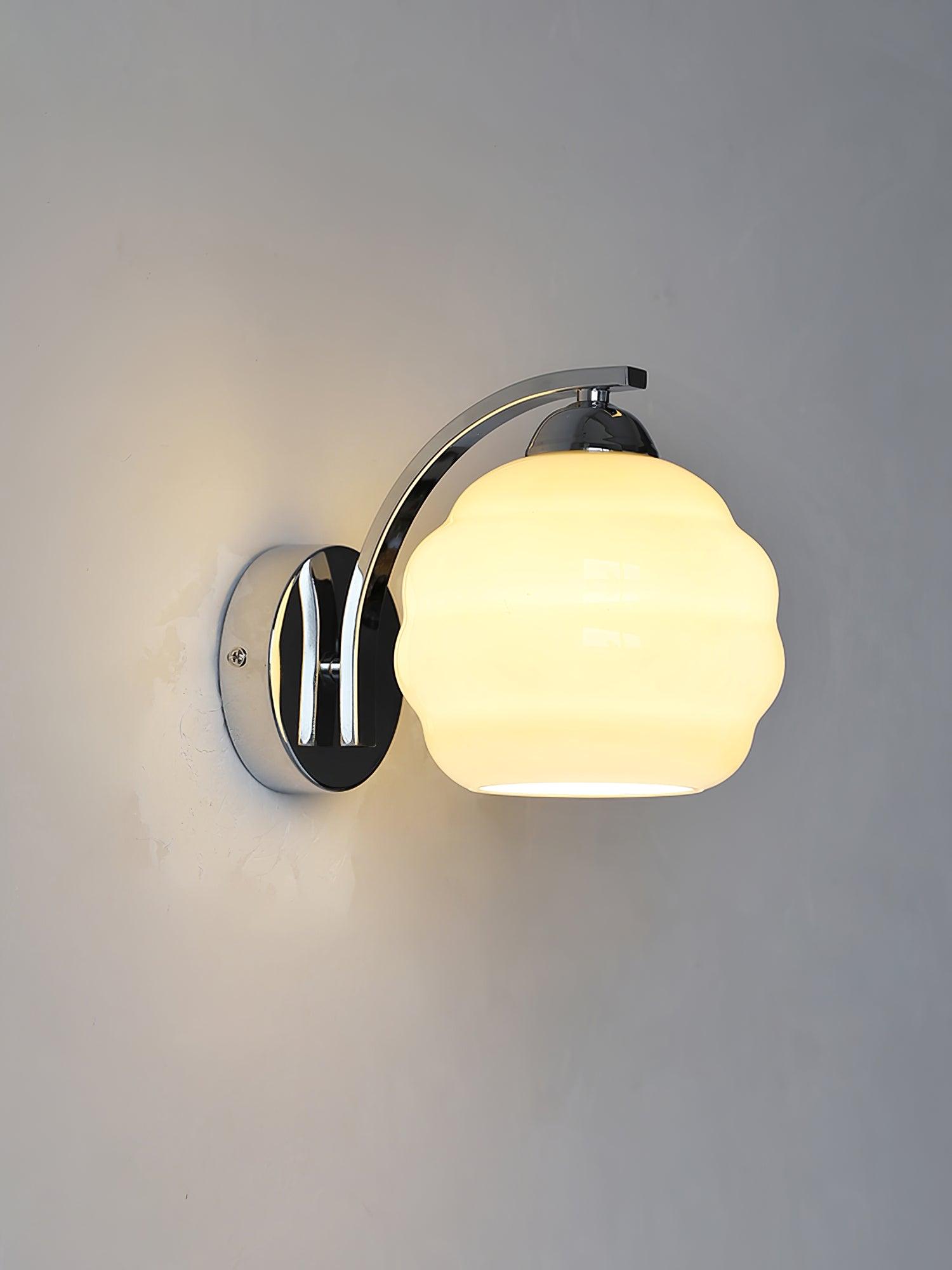 Metal Wall Sconce 5.9 in White Glass Indoor Lighting Vintage Bedroom Living Room Decor | Thomler