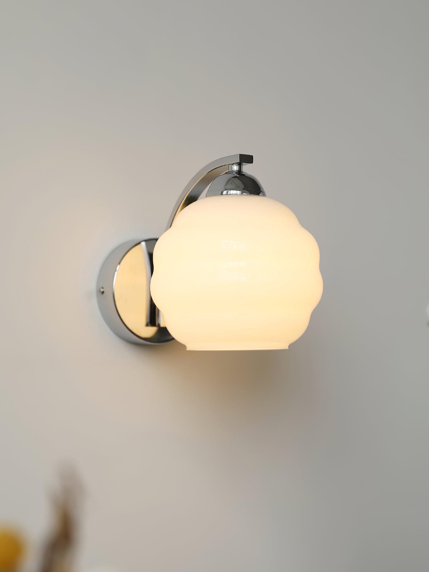 Metal Wall Sconce 5.9 in White Glass Indoor Lighting Vintage Bedroom Living Room Decor | Thomler