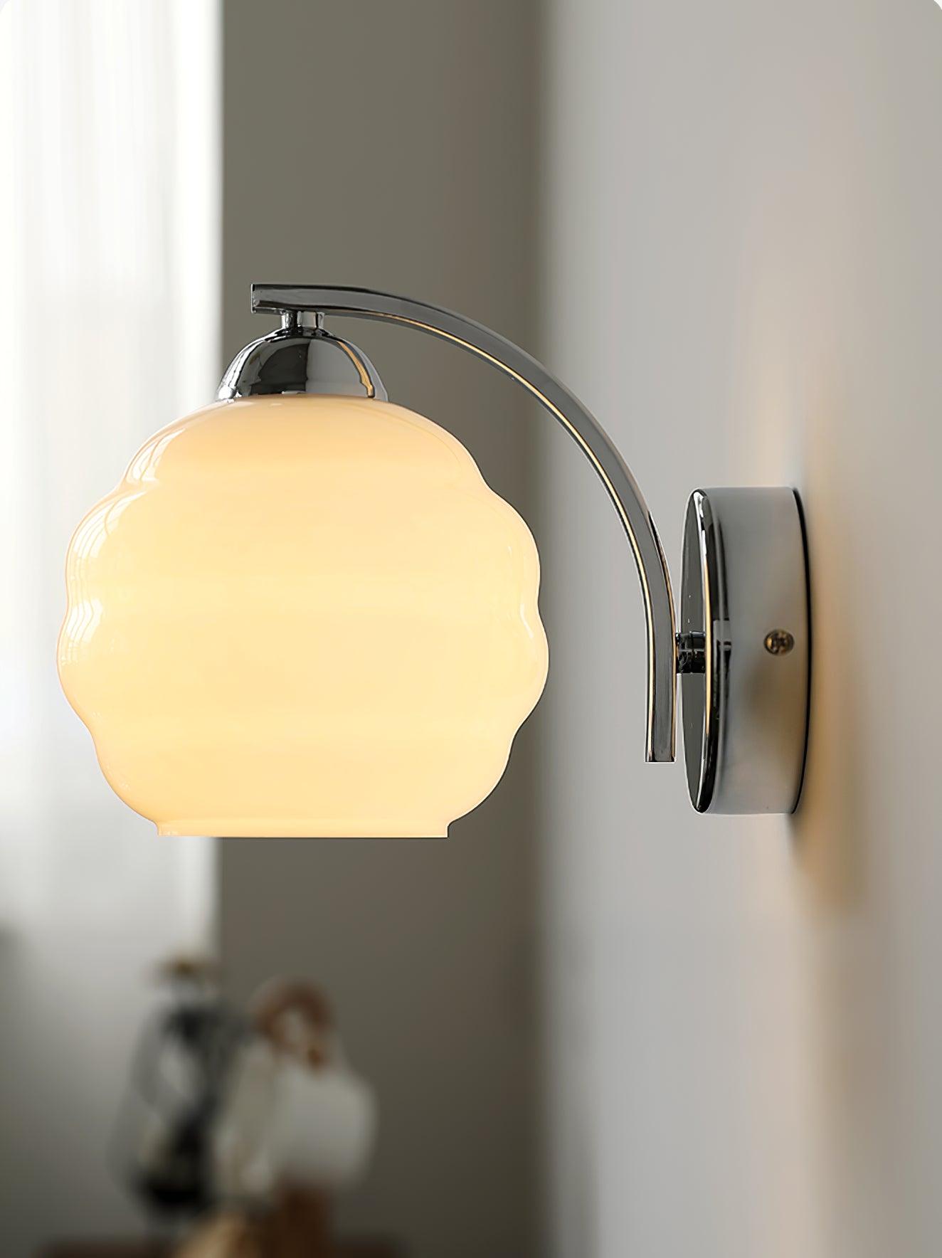 Metal Wall Sconce 5.9 in White Glass Indoor Lighting Vintage Bedroom Living Room Decor | Thomler