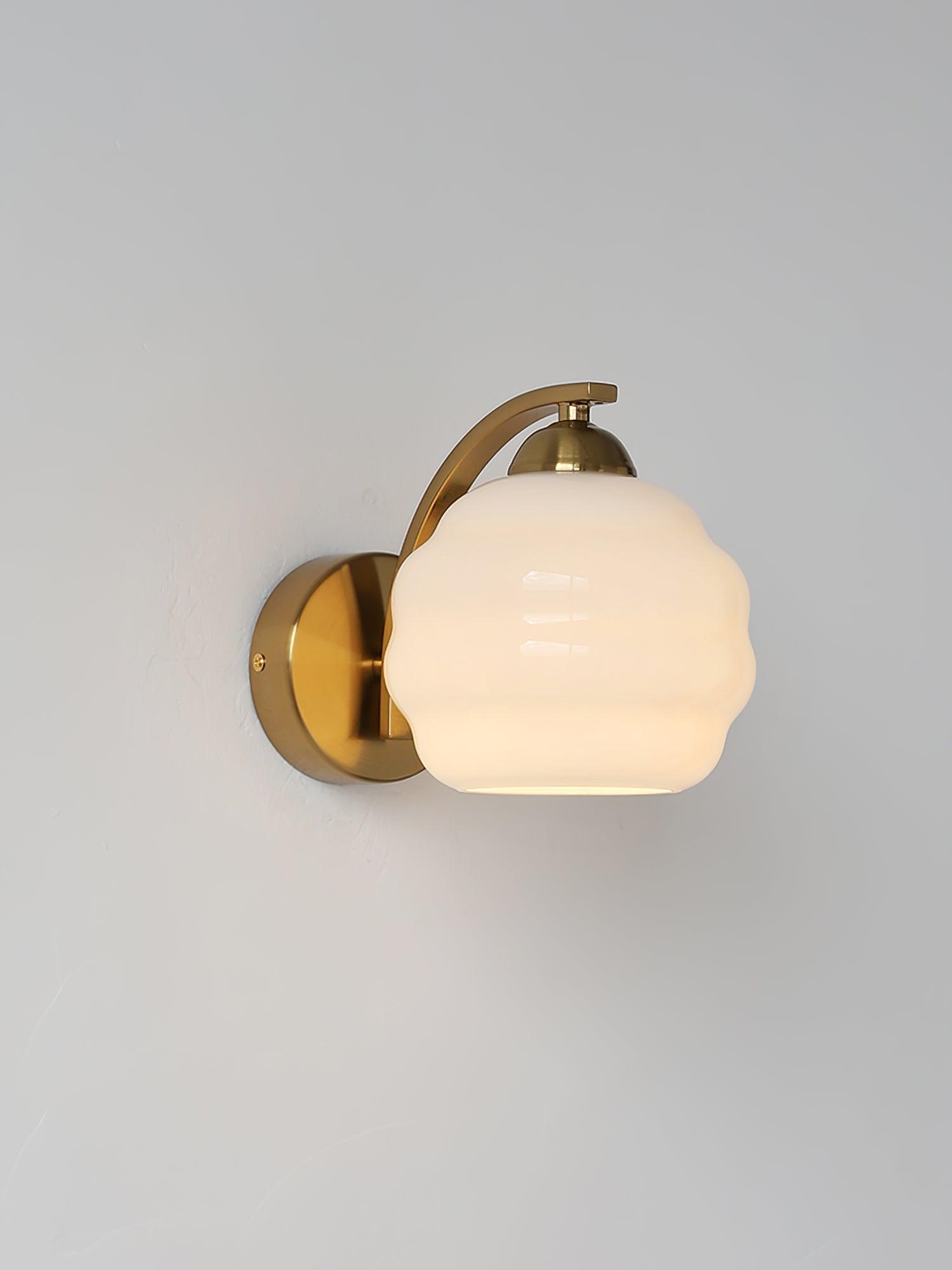 Metal Wall Sconce 5.9 in White Glass Indoor Lighting Vintage Bedroom Living Room Decor | Thomler