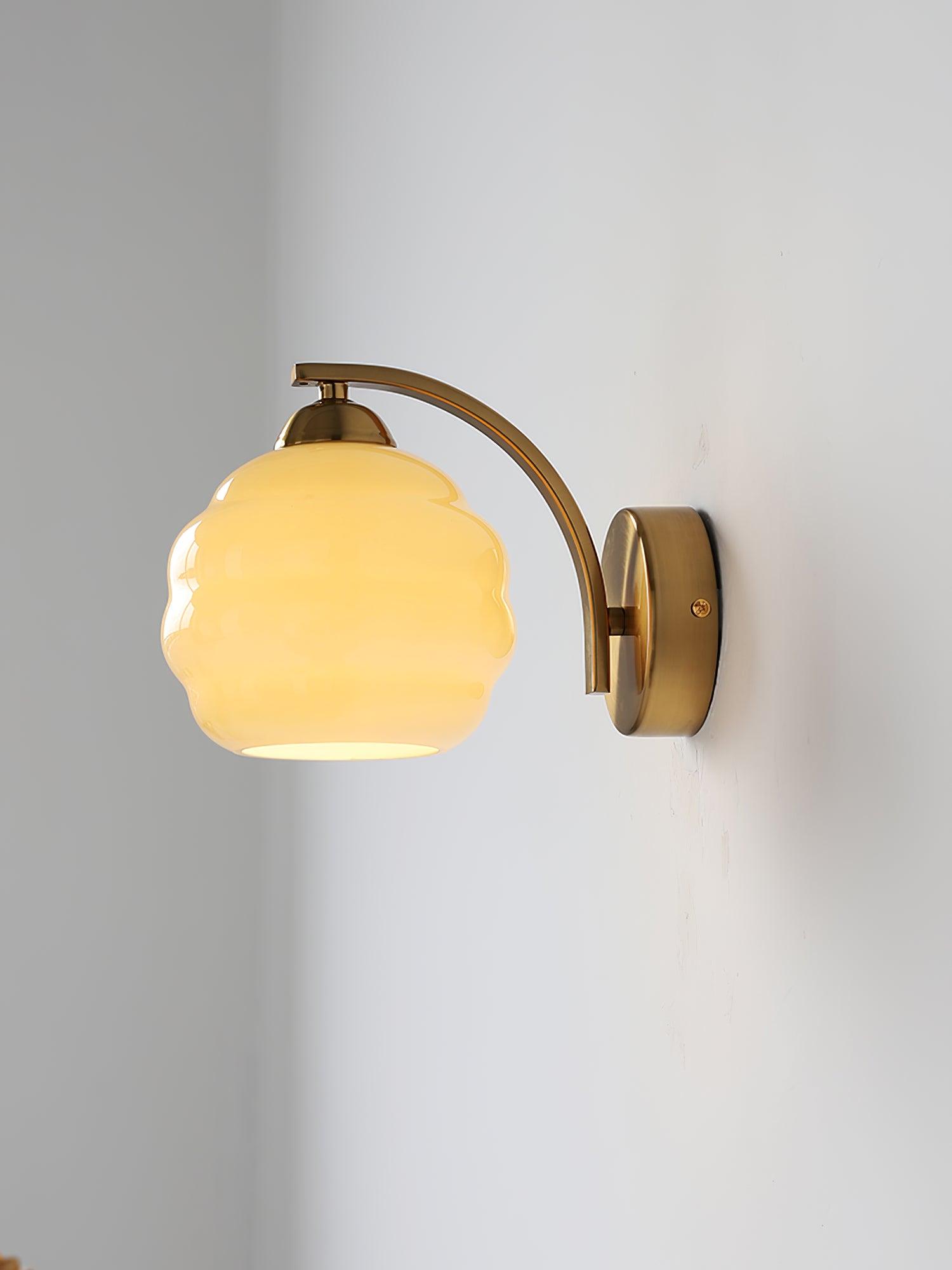Metal Wall Sconce 5.9 in White Glass Indoor Lighting Vintage Bedroom Living Room Decor | Thomler