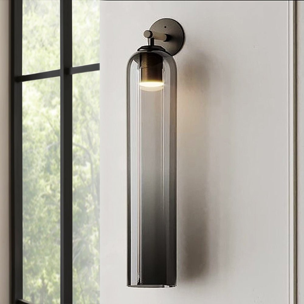Art Glass Sconce 18.9 in Cylindrical Wall Light Frosted White for Bedroom Hallway Living Room Ambience Decorative Lighting Fixture | Thomler