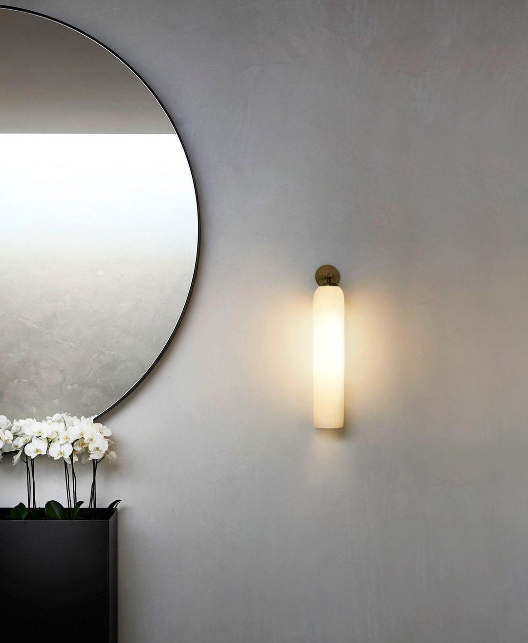 Art Glass Sconce 18.9 in Cylindrical Wall Light Frosted White for Bedroom Hallway Living Room Ambience Decorative Lighting Fixture | Thomler