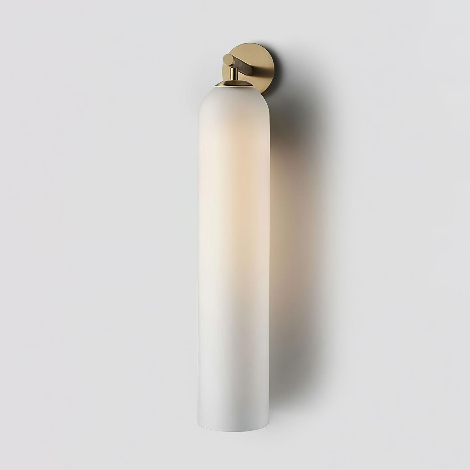 Art Glass Sconce 18.9 in Cylindrical Wall Light Frosted White for Bedroom Hallway Living Room Ambience Decorative Lighting Fixture | Thomler