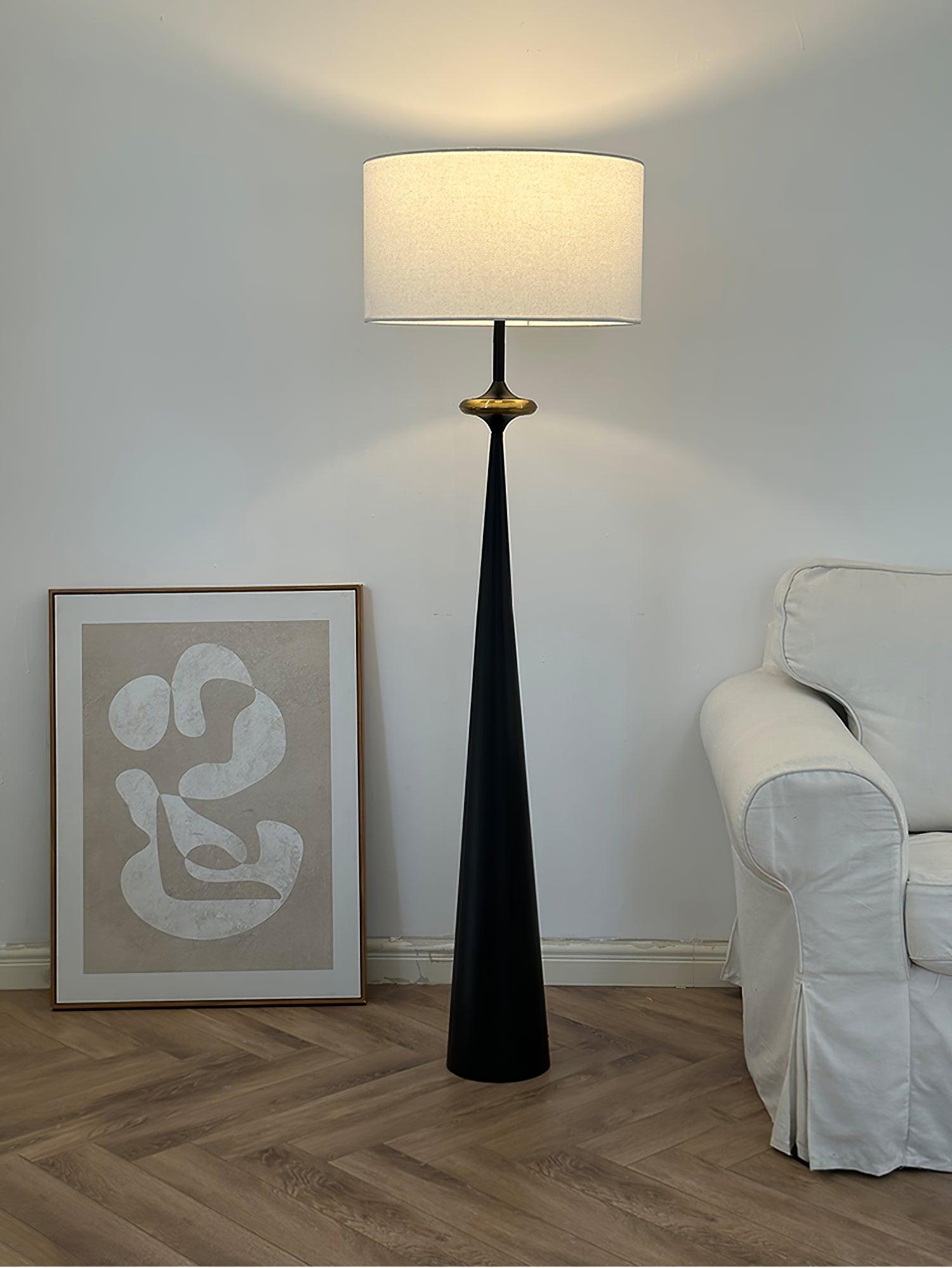 Floor Lamp Wood 65.4 in White Shade Living Room Ambient Lighting Contemporary Decor | Thomler