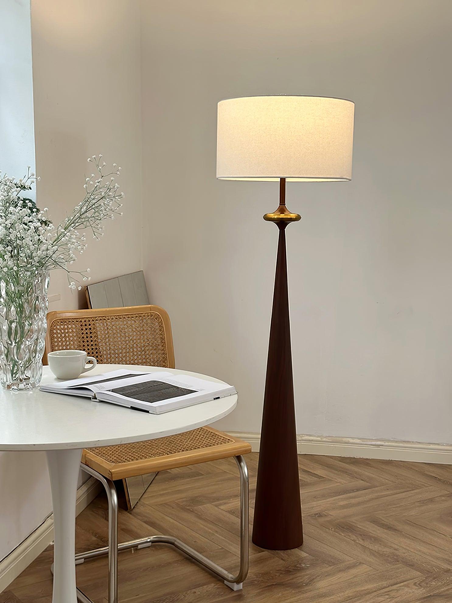 Floor Lamp Wood 65.4 in White Shade Living Room Ambient Lighting Contemporary Decor | Thomler
