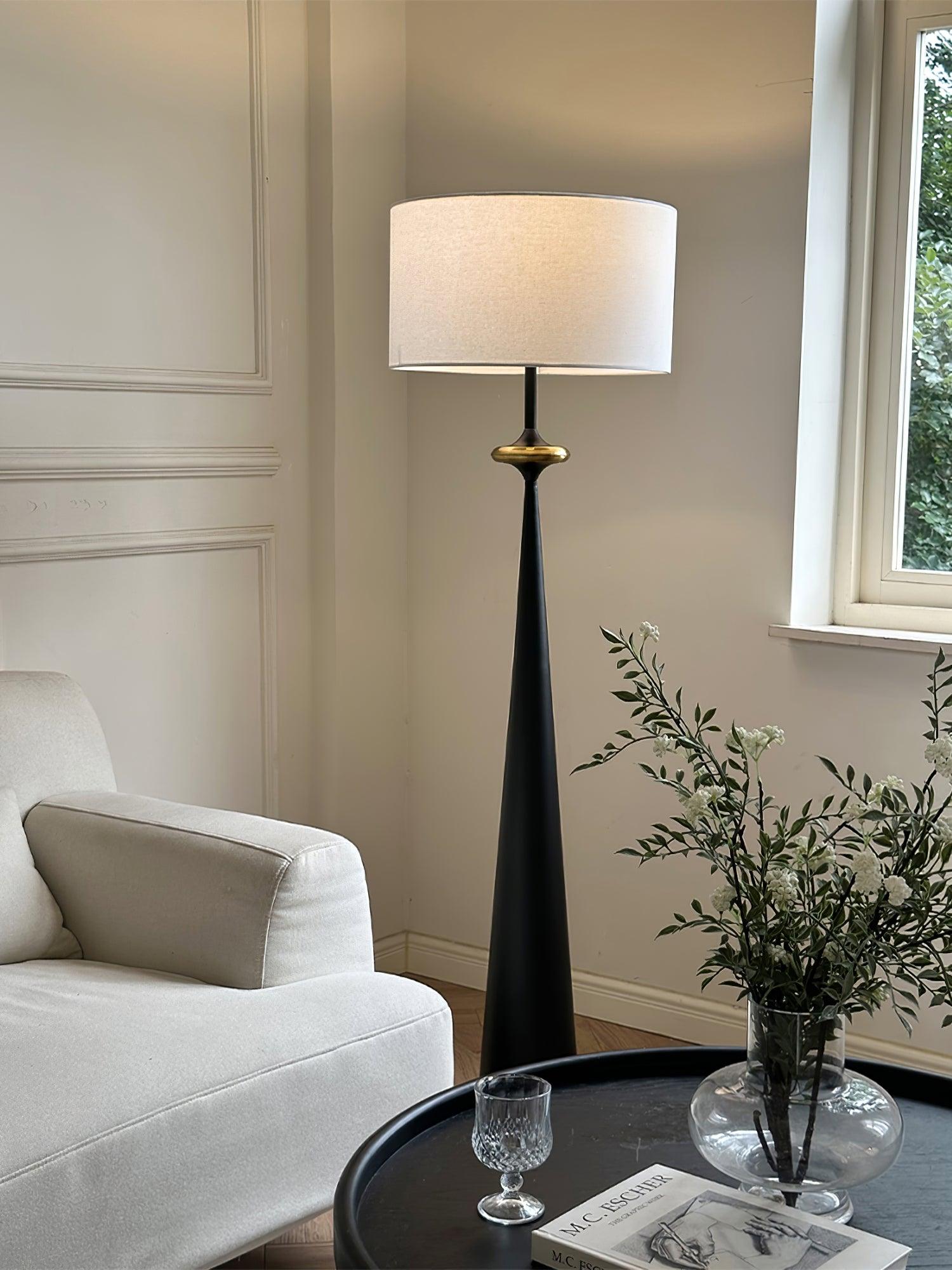 Floor Lamp Wood 65.4 in White Shade Living Room Ambient Lighting Contemporary Decor | Thomler