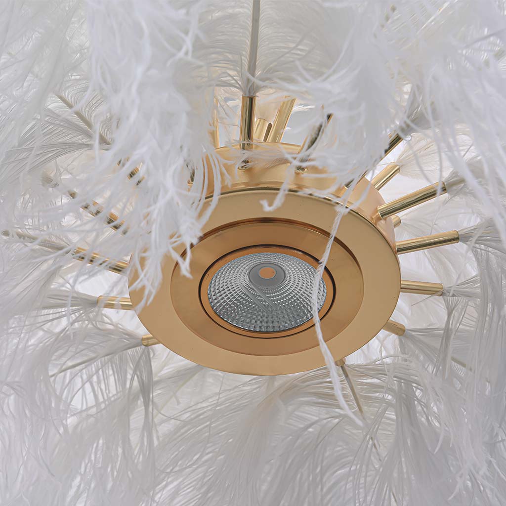 Pendant Light Ostrich Feather 80.0 cm White Living Room Bedroom Ceiling Hanging Lamp LED Ambient Lighting | Thomler