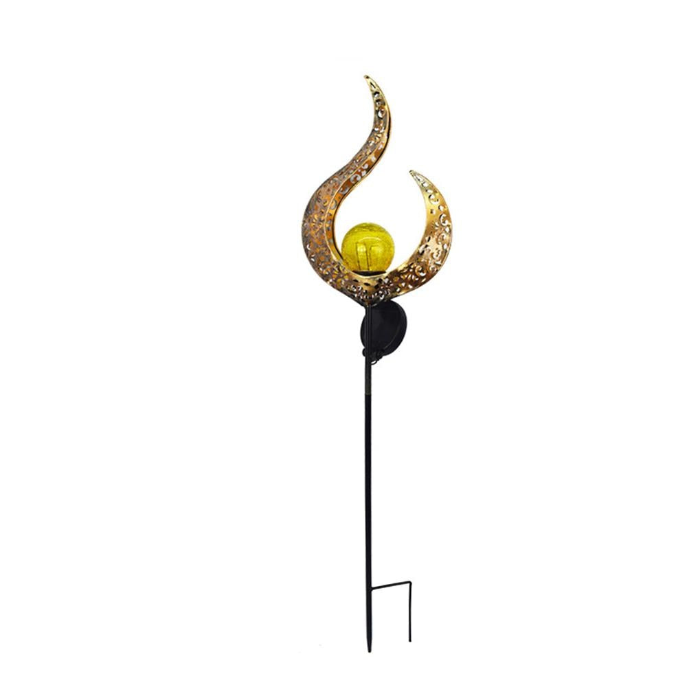Garden Stake Iron 28.0 cm (11.0") Warm Light Pathway Solar Decoration Crackle Glass Outdoor Landscape Lighting | Thomler