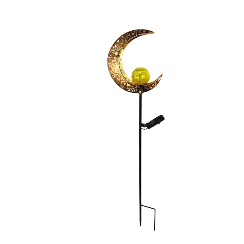 Garden Stake Iron 28.0 cm (11.0") Warm Light Pathway Solar Decoration Crackle Glass Outdoor Landscape Lighting | Thomler