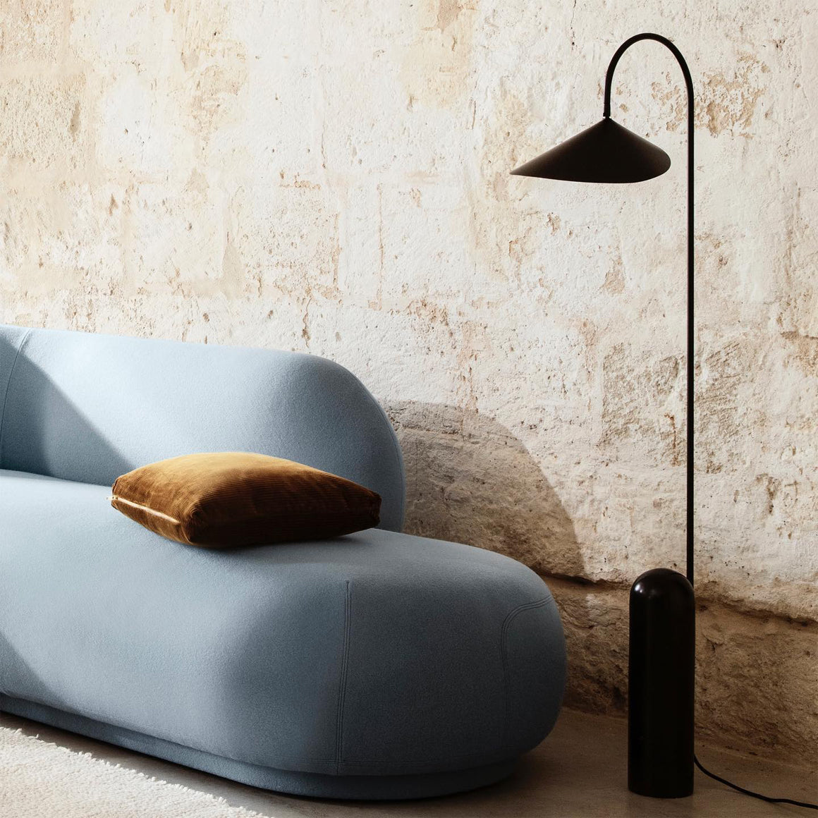 Floor Lamp Metal 53.5 in Black Marble Base Indoor LED Reading Light Living Room Bedroom Accent | Thomler