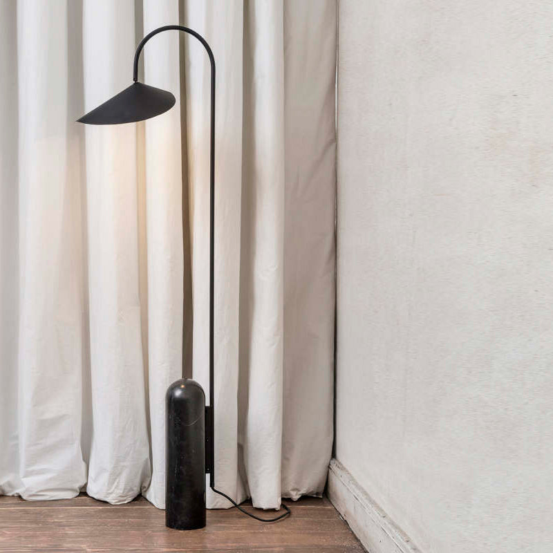 Floor Lamp Metal 53.5 in Black Marble Base Indoor LED Reading Light Living Room Bedroom Accent | Thomler
