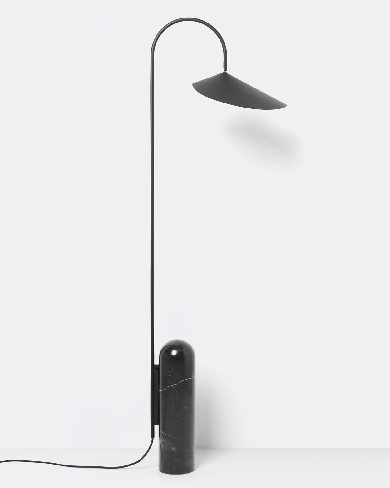 Floor Lamp Metal 53.5 in Black Marble Base Indoor LED Reading Light Living Room Bedroom Accent | Thomler