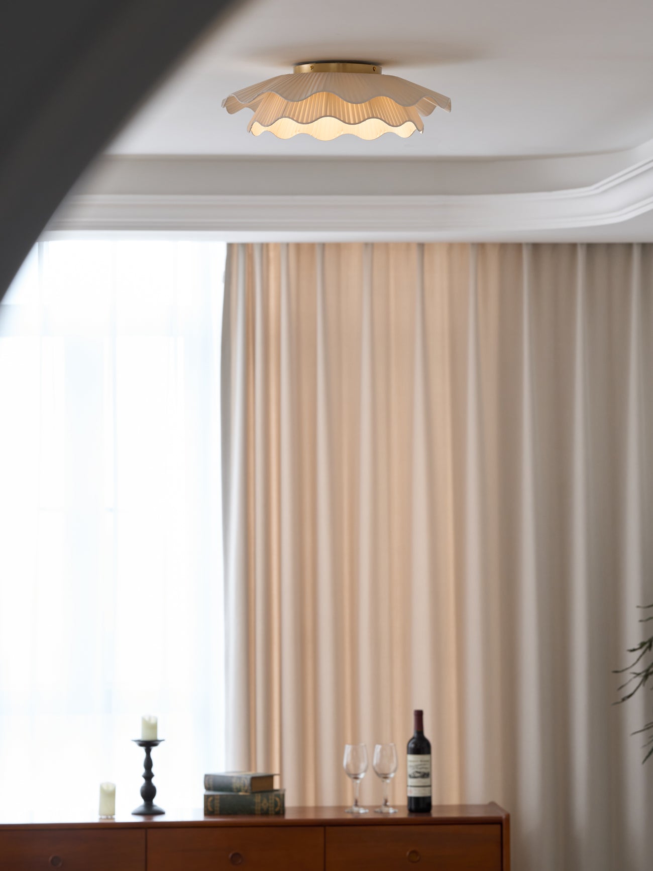 Ceiling Light Fabric Shade Integrated LED 50.0 cm Beige Bedroom Hallway Dimmable Flush Mount Indoor Lighting | Thomler