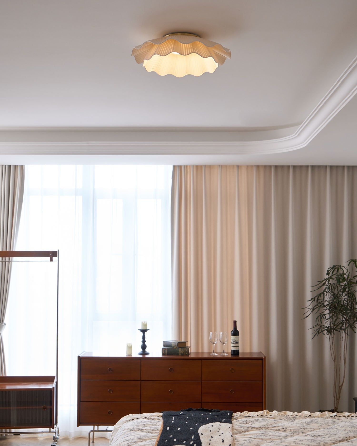 Ceiling Light Fabric Shade Integrated LED 50.0 cm Beige Bedroom Hallway Dimmable Flush Mount Indoor Lighting | Thomler