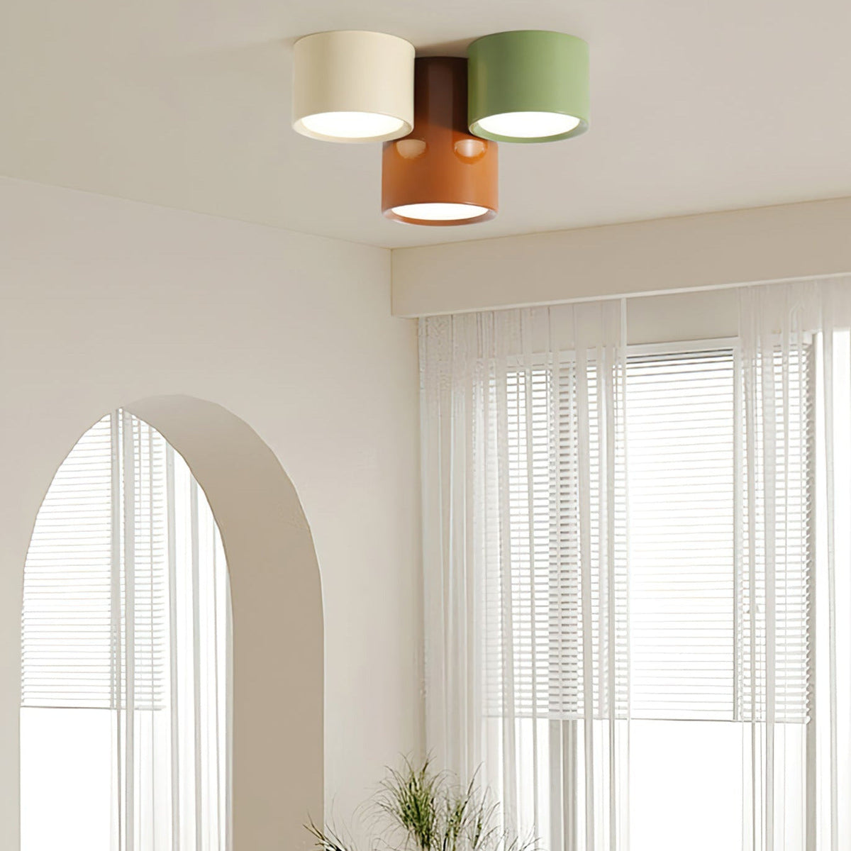 Minimalist Flush Mount LED Ceiling Light with Colorful Acrylic Shade for Bedroom, Hallway & Kids' Room | Thomler