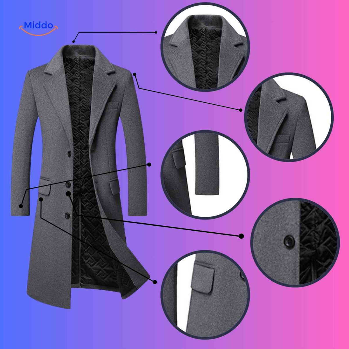 Men's Knee-Length Wool Overcoat – Classic British Heritage Styling for Fall & Winter | Thomler