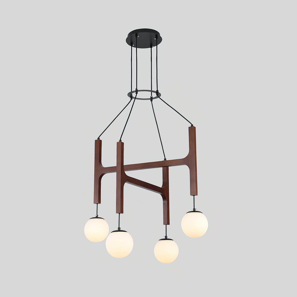 Chandelier Wood Multi-Light 23.6 in White Indoor Dining Room Pendant Light Adjustable Height | Thomler