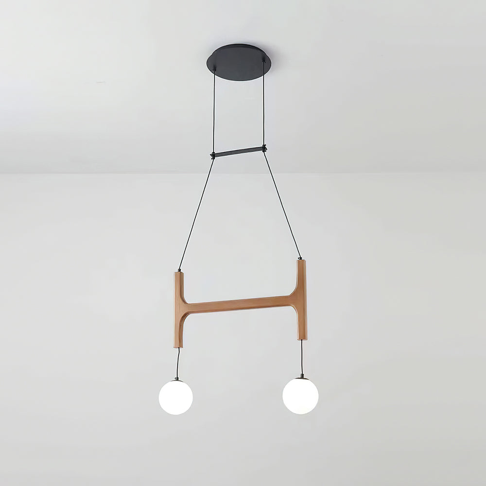 Chandelier Wood Multi-Light 23.6 in White Indoor Dining Room Pendant Light Adjustable Height | Thomler