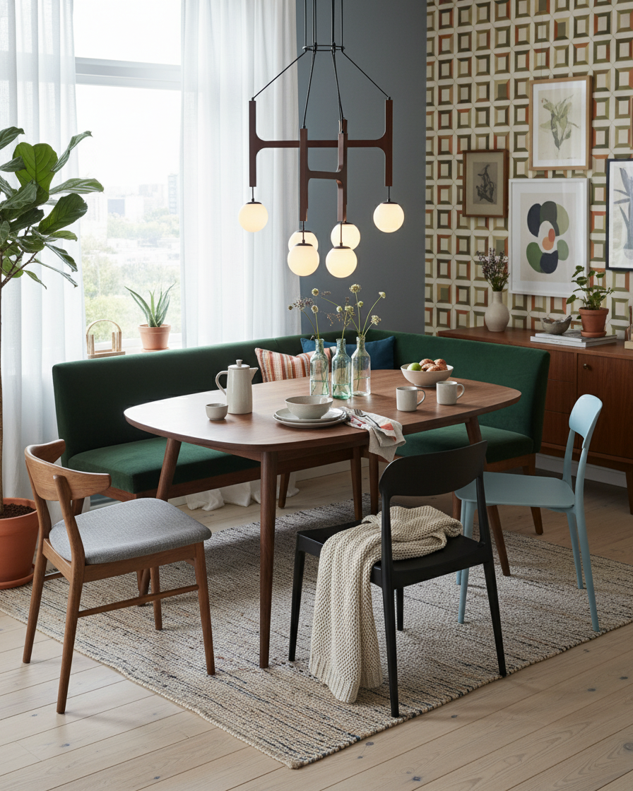 Chandelier Wood Multi-Light 23.6 in White Indoor Dining Room Pendant Light Adjustable Height | Thomler