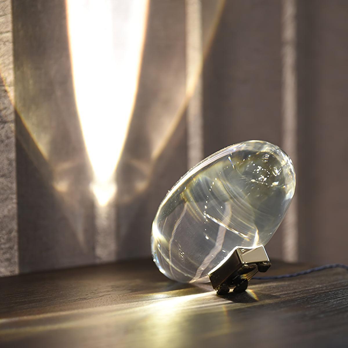 Atman Glass Oval Table Lamp 6.3 in x 3.1 in Chrome Indoor Accent Lighting Warm Neutral Cool | Thomler