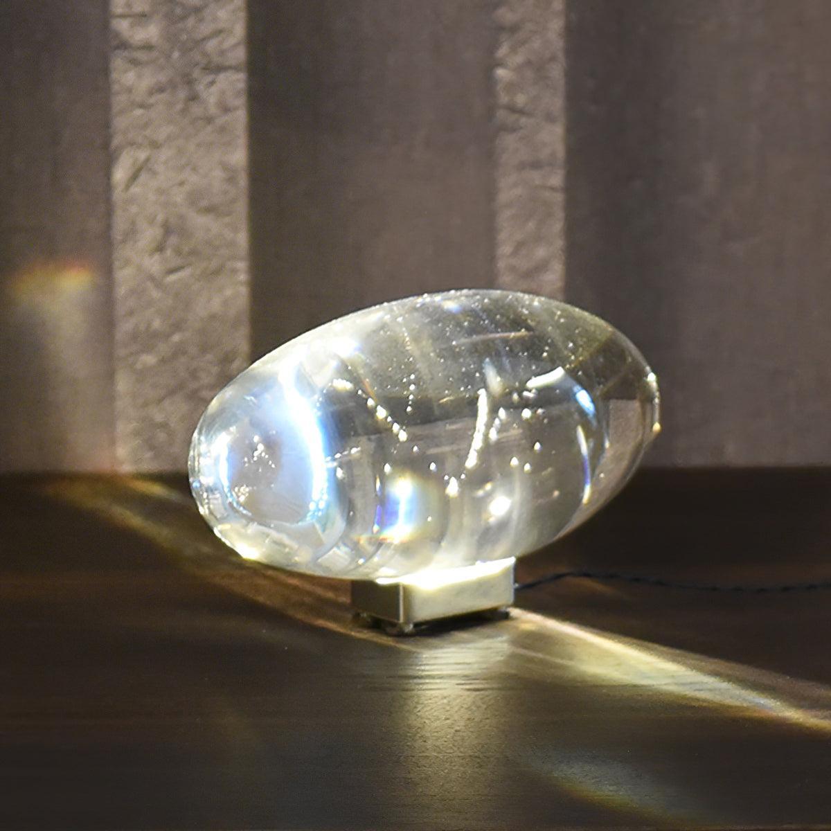 Atman Glass Oval Table Lamp 6.3 in x 3.1 in Chrome Indoor Accent Lighting Warm Neutral Cool | Thomler