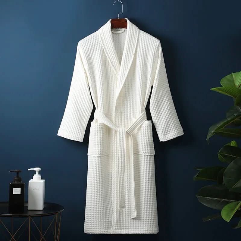 Textured Spa Bathrobe – Unisex Loungewear with Waffle Weave – Breathable Quick-Dry Robe for Post-Shower Home Relaxation | Thomler
