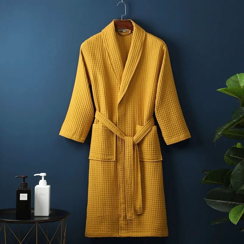 Textured Spa Bathrobe – Unisex Loungewear with Waffle Weave – Breathable Quick-Dry Robe for Post-Shower Home Relaxation | Thomler