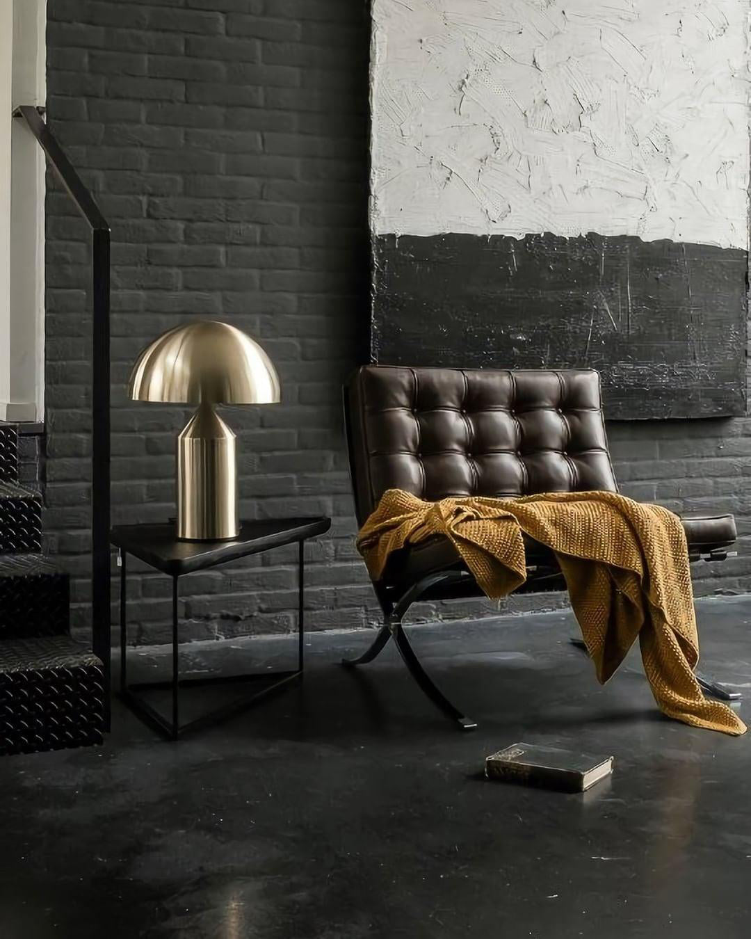 Geometric Table Lamp 13.8 in Metal Modern Bedroom Living Room Ambient Light Sculptural Design | Thomler