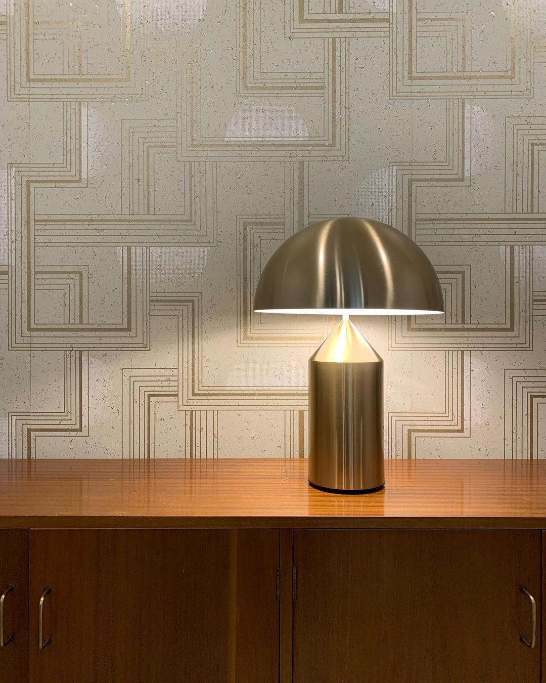 Geometric Table Lamp 13.8 in Metal Modern Bedroom Living Room Ambient Light Sculptural Design | Thomler