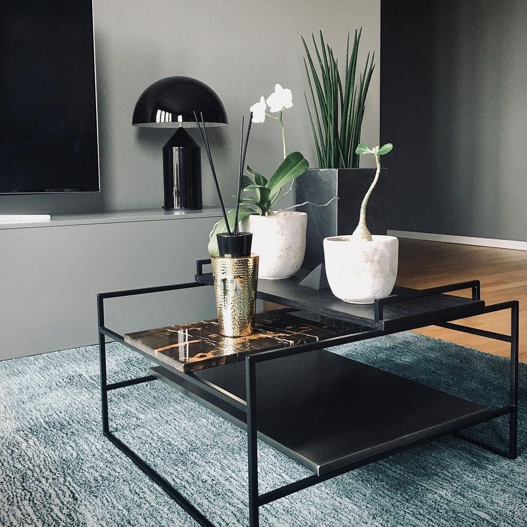 Geometric Table Lamp 13.8 in Metal Modern Bedroom Living Room Ambient Light Sculptural Design | Thomler