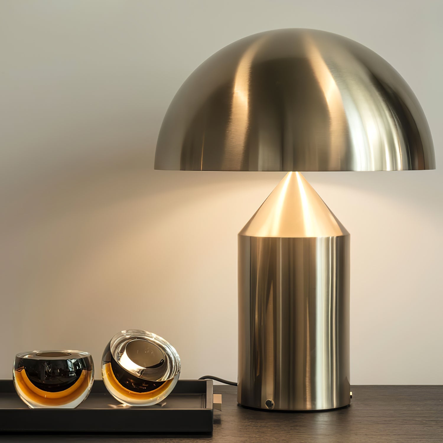 Geometric Table Lamp 13.8 in Metal Modern Bedroom Living Room Ambient Light Sculptural Design | Thomler