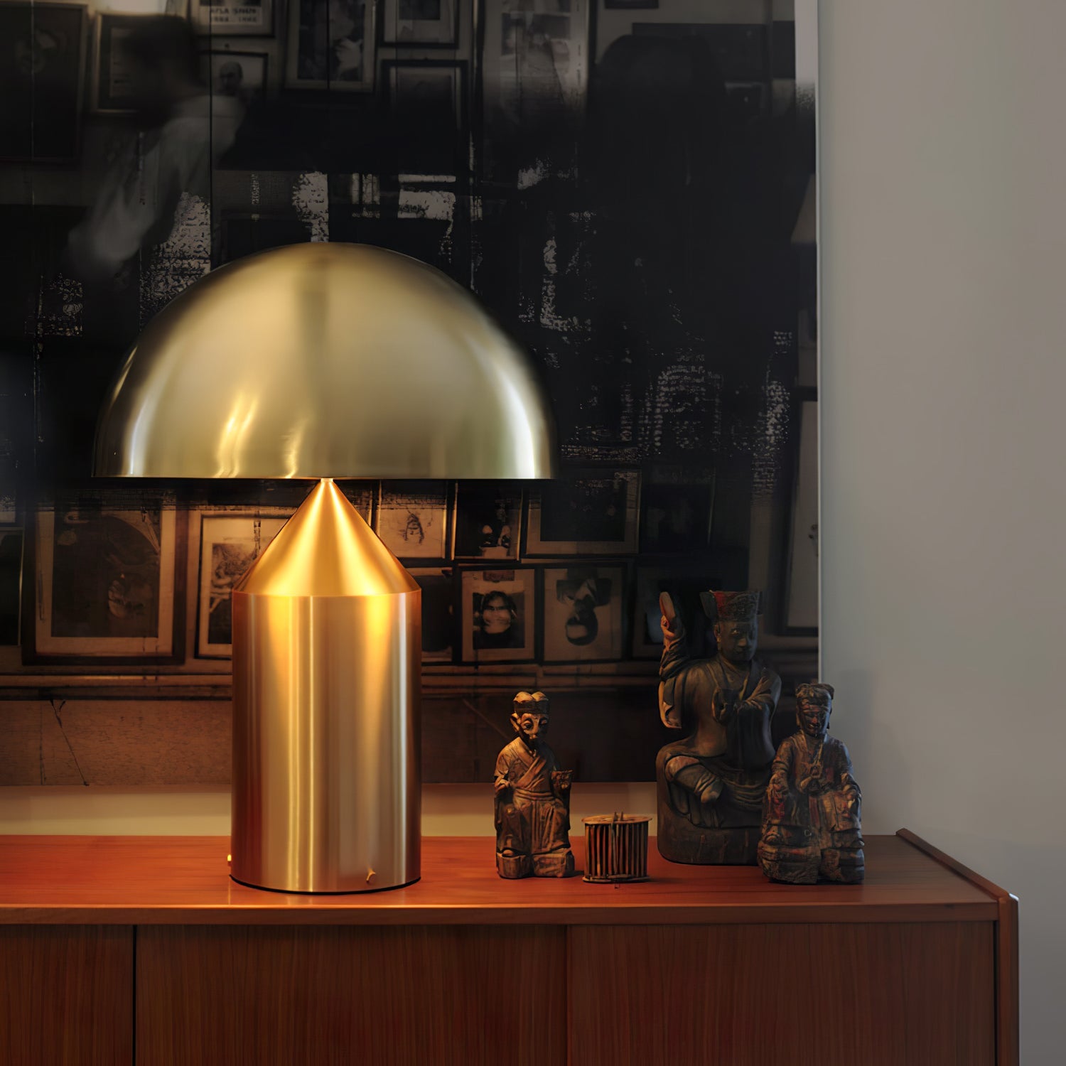 Geometric Table Lamp 13.8 in Metal Modern Bedroom Living Room Ambient Light Sculptural Design | Thomler