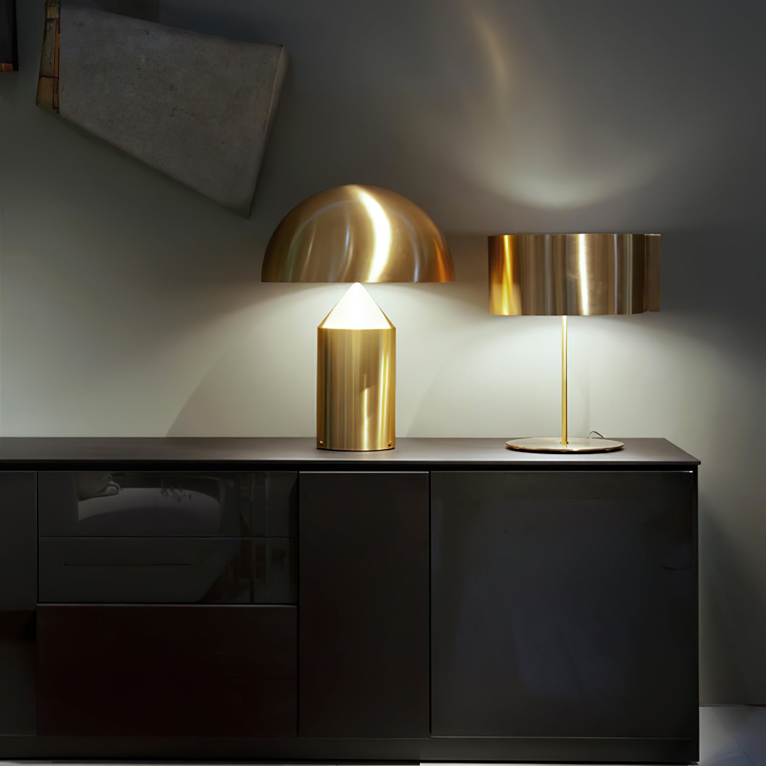 Geometric Table Lamp 13.8 in Metal Modern Bedroom Living Room Ambient Light Sculptural Design | Thomler