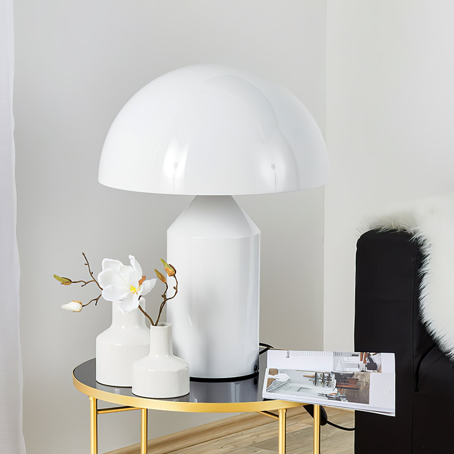 Geometric Table Lamp 13.8 in Metal Modern Bedroom Living Room Ambient Light Sculptural Design | Thomler