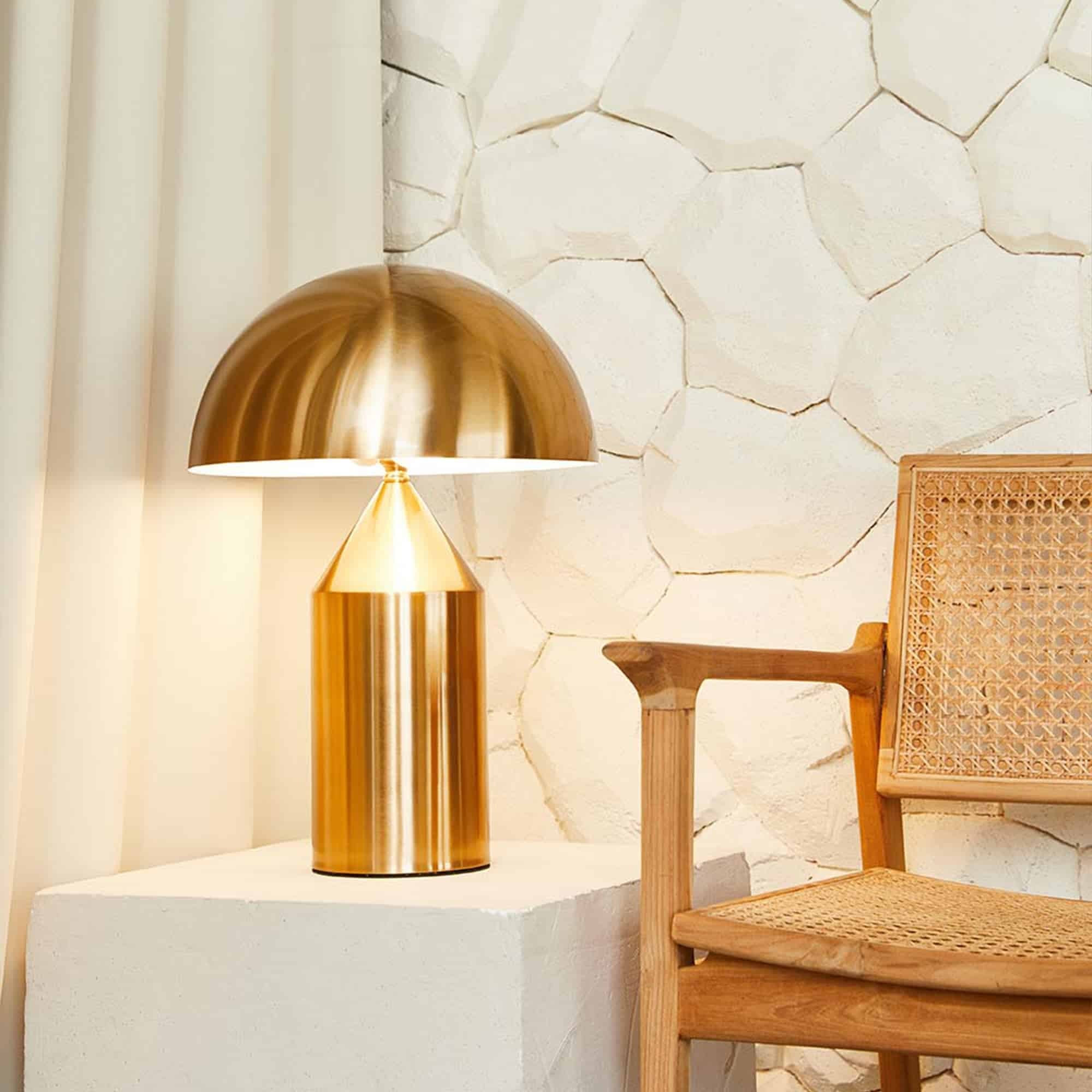 Geometric Table Lamp 13.8 in Metal Modern Bedroom Living Room Ambient Light Sculptural Design | Thomler